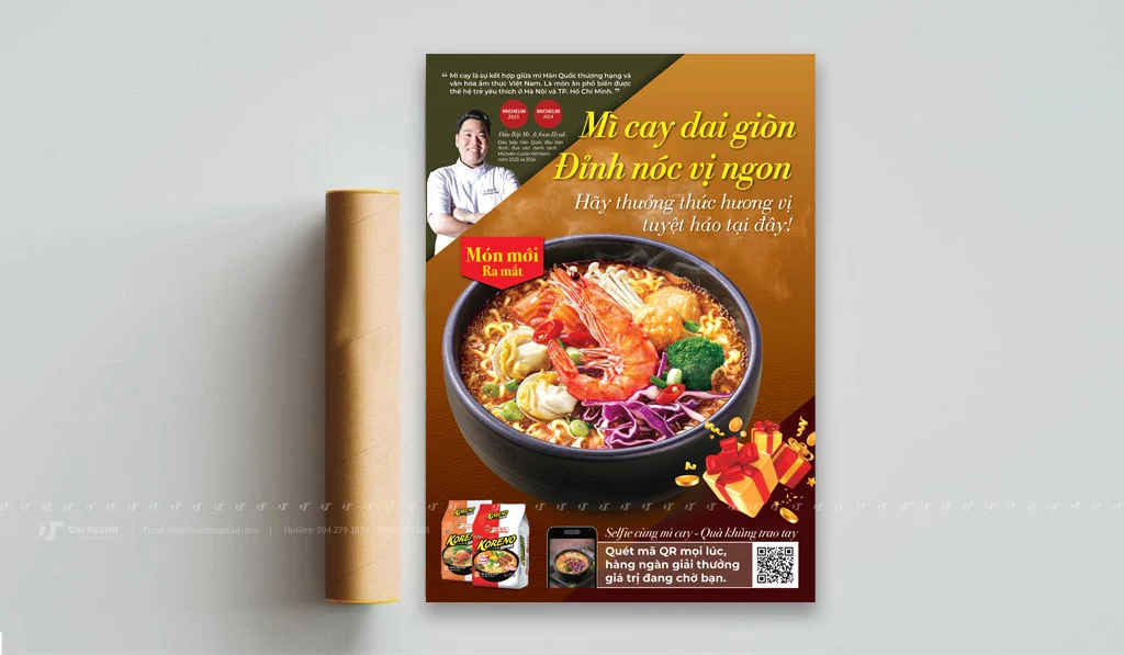 Sản phẩm in poster quảng cáo mì Hàn Quốc